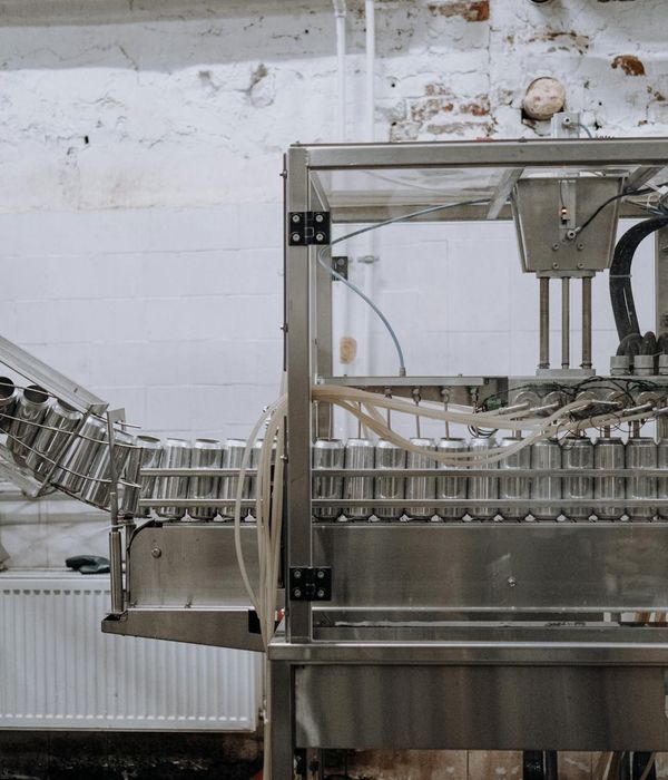 Industrial manufacturing plant with automated production lines